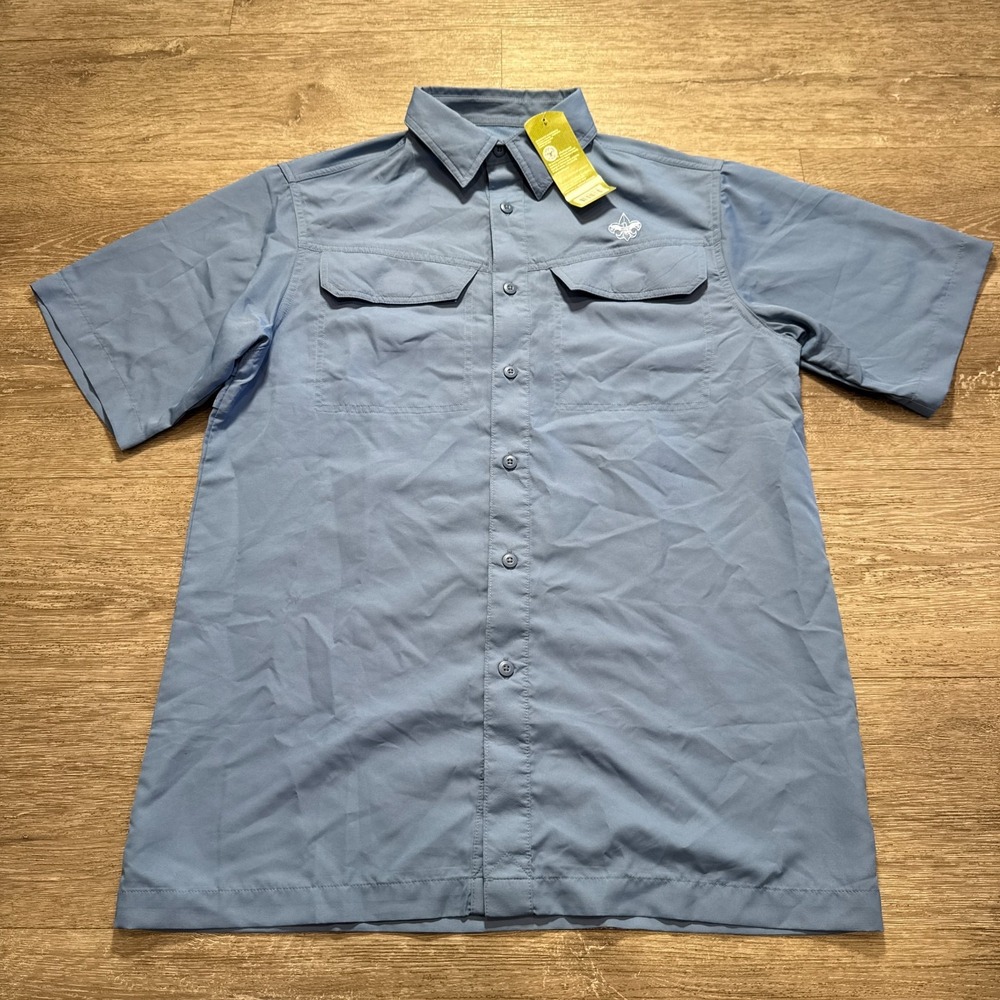 Boy Scouts Shirt Mens Small Blue Polyester Vented BSA Uniform Gorpcore Outdoor